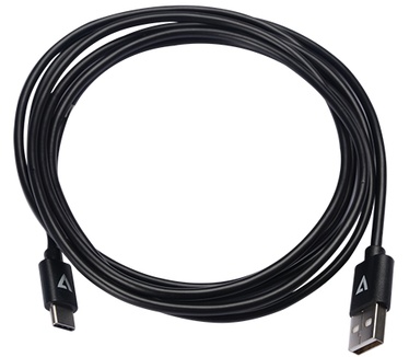 V7 USB2.0A to USB-C Cable 2m Black Zwart