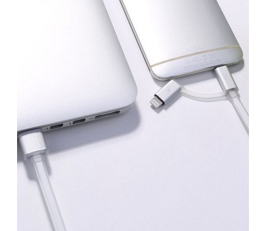 Remax Aurora USB naar Micro USB en Lightning Kabel - Zilver (1m)
