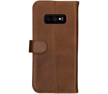 Rosso Deluxe Samsung Galaxy S10E Hoesje Echt Leer Book Case Bruin (Galaxy S10E) Bruin