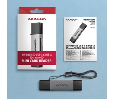Axagon CRE-DAC USB-C+ USB-A 5 Gbps MINI card reader 2-slot & lun SD/microSD