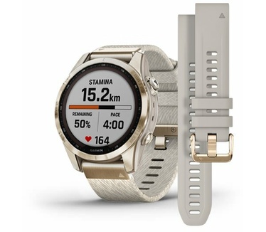 Garmin fēnix 7S Sapphire Solar (+ extra bandje) Goud (Crème)