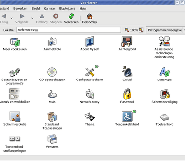 Fedora Core 1 - Configuratiescherm