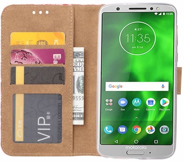 Marmer print lederen Bookcase hoesje voor de Motorola Moto G6 - Wit (Motorola Moto G6) Wit
