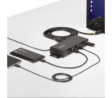 Startech.com 7-Port Managed USB Hub met 4x USB-A, Heavy Duty met Industriële Stalen Behuizing, ESD & Overspanningsbeveiliging, Wand/Bureau/Din-Rail Montage, USB 3.0/3.1/3.2 Gen 1 5Gbps