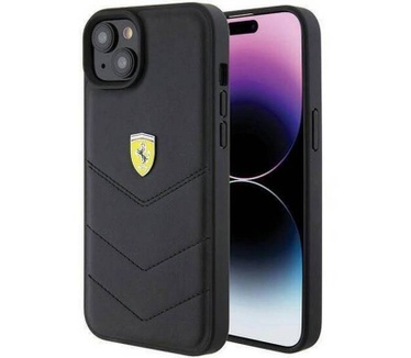 Ferrari Stitched Lines Back Case - iPhone 15 Plus (6.7") - Zwart Zwart