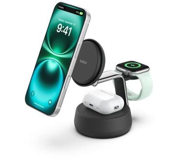 Belkin UltraCharge Pro 3-in-1 magnetisch draadloos laadstation met Qi2 25W, Zwart