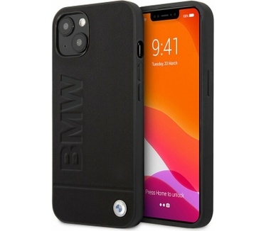 BMW Signature Leather Back Case Apple iPhone 13 (6.1") Zwart Zwart