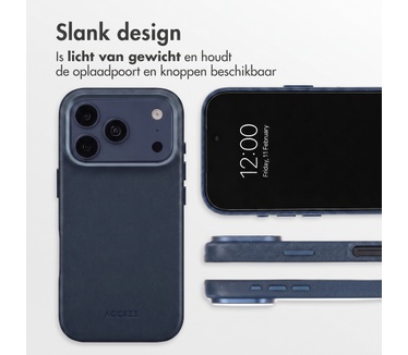 Accezz MagSafe Leather Backcover voor de Apple iPhone 18 Pro Max / 17 Pro Max - Nightfall Blue