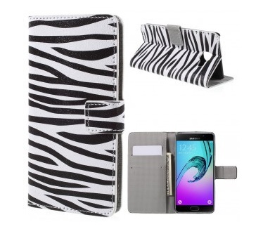 qMust Samsung Galaxy A5 (2016) Wallet Case - hoesje met stand - Zebra