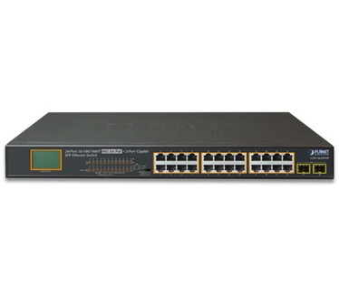 Planet GSW-2620VHP 24-poort 10/100/1000T 2-poort Gb SFP - POE+ - LCD monitor - 300 Watt POE
