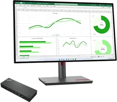 Lenovo ThinkVision P27q-30 + ThinkPad Universal Thunderbolt 4 Dock Zwart