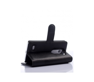 LG Leon Litchi Leather Stand Case Zwart