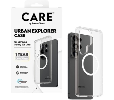 PanzerGlass CARE™ by PanzerGlass® Urban Explorer Case Transparent w. White Qi Samsung Galaxy S26 Ultra