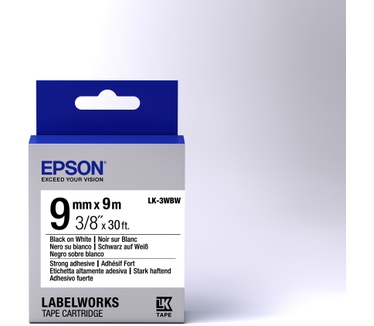 Epson Strong Adhesive Tape - LK-3WBW Strng adh Blk/Wht 9/9