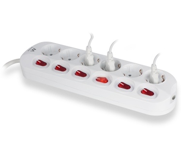 Ewent EW3933 Stekkerdoos 6x met individuele schakelaars