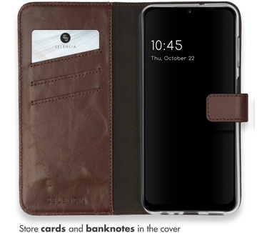 Selencia Echt Lederen Bookcase Samsung Galaxy A13 (4G) - Bruin