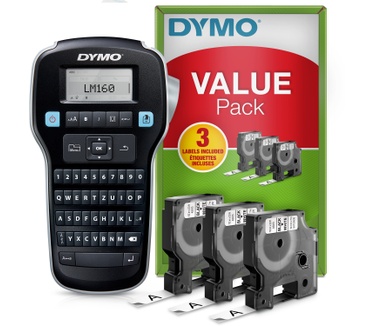 Dymo DYMO LabelManager 160 Labelmaker-startpakket | Handheld Labelprinter | met 3 rollen D1 etiketten QWERTZ-toetsenbord | Ideaal voor kantoor of thuis