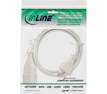 InLine Euro plug power extension Wit