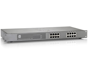 LevelOne 16-Port Fast Ethernet PoE Switch, 802.3at/af PoE, 500W
