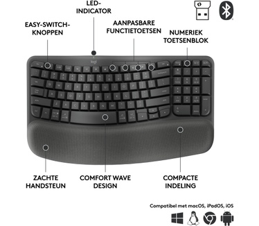Logitech Wave Keys for Business Ergonomisch Toetsenbord