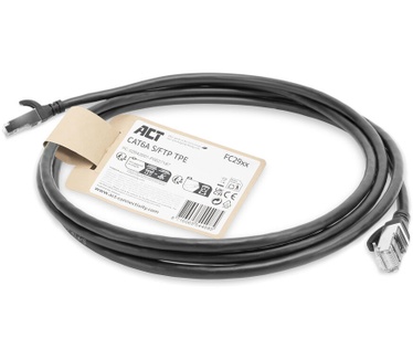 ACT Zwart 0,5 meter TPE S/FTP CAT6A ultra-flex patchkabel snagless met RJ45 connectoren