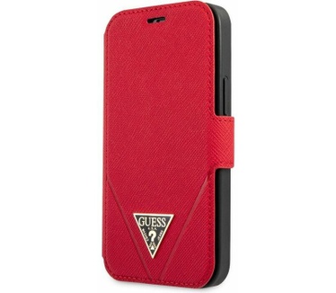 Guess Saffiano V-Stitch Book Case - iPhone 12 Mini (5.4") - Rood Rood