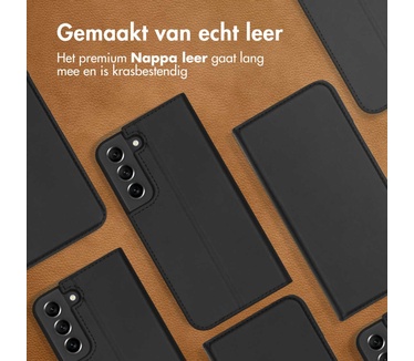 Accezz Premium Leather Slim Bookcase Samsung Galaxy S22 Plus - Zwart