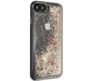 Guess Red Hearts Glitter Hard Case - iPhone 7/8/SE (2020) - Goud  Goud