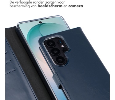 Selencia Echt Leren Bookcase Samsung Galaxy S26 Ultra - Donkerblauw