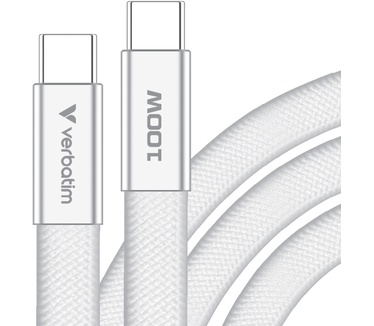 Verbatim SoftTouch-kabel voor synchroniseren en opladen, 100 W USB-C naar USB-C | 120 cm | Wit