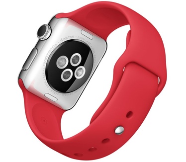 Apple Watch (sportbandje, 38mm) Zilver (Rood)