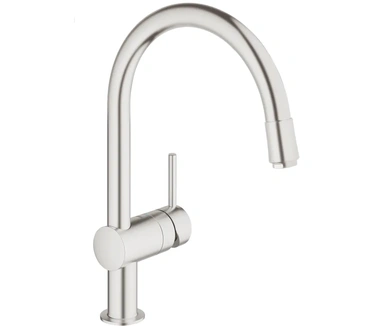 Grohe Minta Keukenmengkraan C-vormig met uittrekbare mousseur Supersteel Infinity
