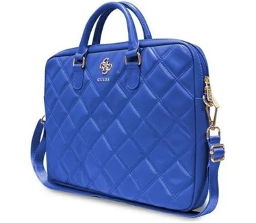 Guess Quilted 4G Metal Logo Laptop Tas - 15/16 inch - Blauw Blauw