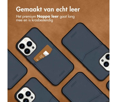 Accezz Premium Leather Card Slot Backcover iPhone 13 Pro - Donkerblauw