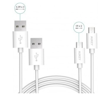 Aukey Micro USB kabel - 5 pack - White