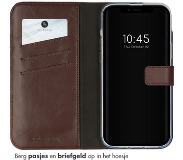 Selencia Echt Lederen Bookcase iPhone 14 Plus - Bruin