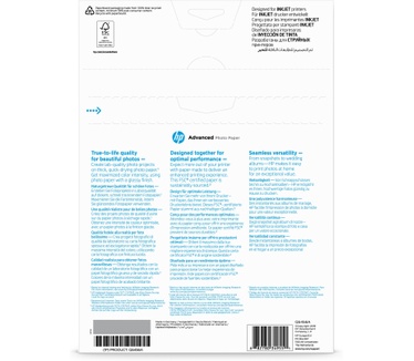 HP Advanced fotopapier, glanzend, 250 g/m2, A4 (210 x 297 mm), 25 vellen