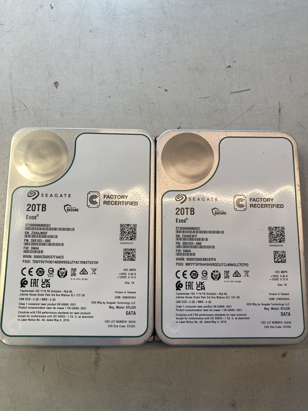 Seagate Exos X20 (SATA, Standard), 20TB (2 stuks) aangeboden