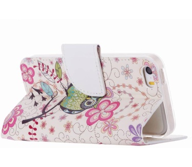 Uil & Bloem print lederen bookcase hoesje voor de Apple iPhone 5S (Apple iPhone 5S) Multi-color