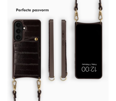 Selencia Nova Real Leather Backcover met Koord en Pashouder Samsung Galaxy S26 - Dark Chocolate