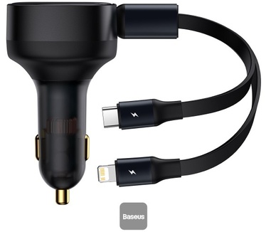 Baseus Enjoyment autós ?kroviklis + 2 kabelis USB-C + Lightning 3A, 30W