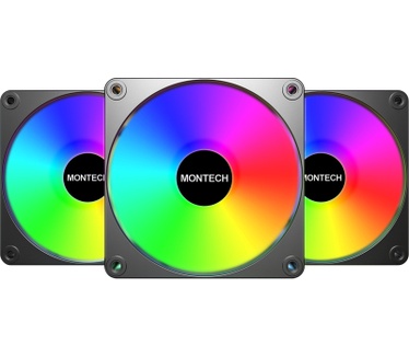 Montech GF120 V2 PWM ARGB 120mm Zwart 3-Pack, 120mm