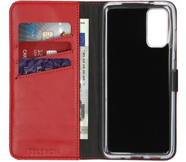Selencia Echt Lederen Bookcase Samsung Galaxy S20 - Rood