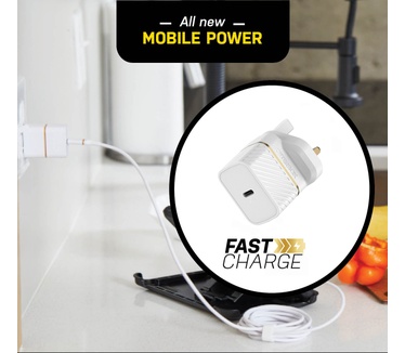 Otterbox UK Wall Charger 20W - 1X USB-C 20W USB-PD, Cloud Dust White