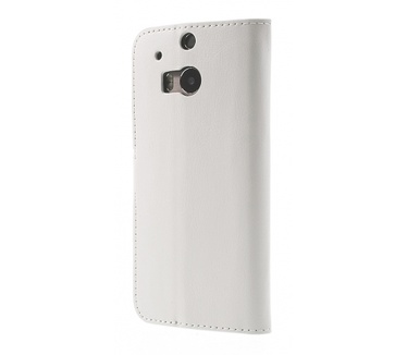 KEES Lederlook Portemonnee Hoesje HTC One M8 - Wit