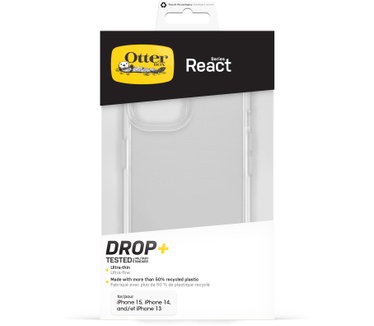 Otterbox React Series voor iPhone 15, Clear (iPhone 15) Transparant