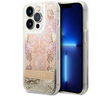 Guess Paisley Liquid Glitter Case - iPhone 14 Pro Max (6.7") Goud Goud