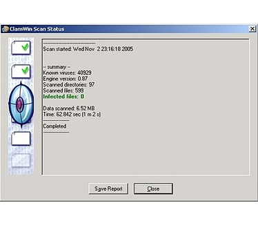 ClamWin - scan completed