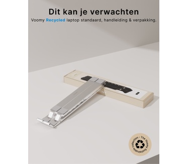 Voomy ECO Laptop Standaard - Verstelbaar & Opvouwbaar - 9 tot 17 inch - Recycled Aluminium - Ergonomische Stand - Voor Laptop, Macbook, Tablet, Lenovo, iPad - Zwart