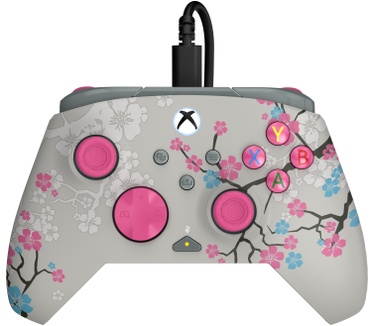 Turtle Beach Rematch Advanced bedrade gamecontroller voor XBOX & PC - Cherry Blossom, XBOX Series X|S, XBOX One, PC, 2 toewijsbare knoppen, Hall-effect-triggers, audiobediening, licht op Blauw, Grijs, Zwart